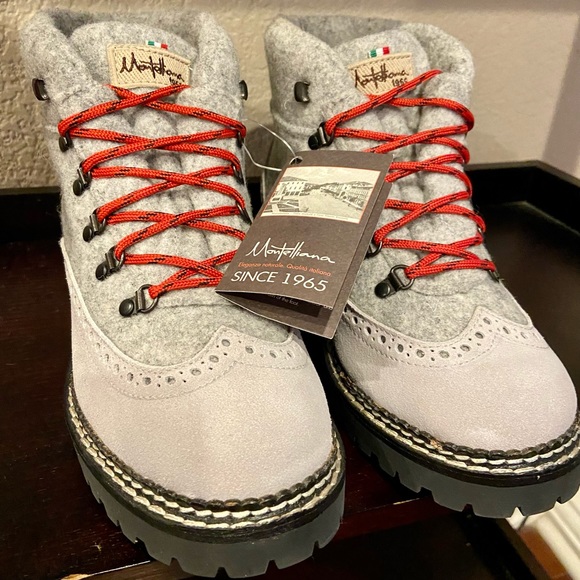 NEW WITH TAG - Montelliana Wool Wingtip Hiker Boot - Picture 6 of 8